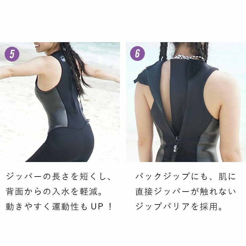 選べる5カラー2ピース ウェットスーツ レディース ロングジョン
