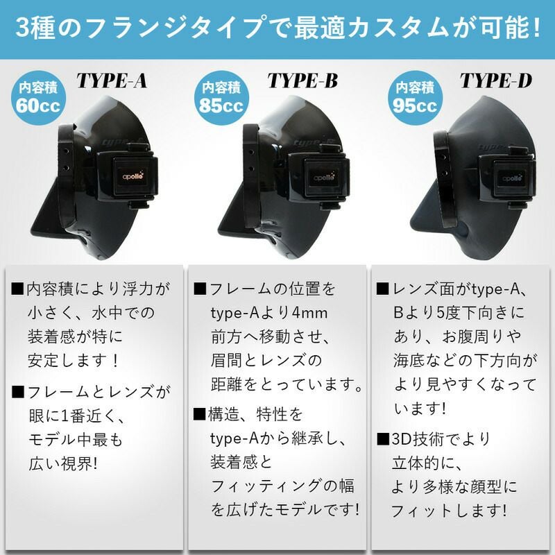 ダイビング マスク アポロ apollo バイオメタルマスク pro ダーク
