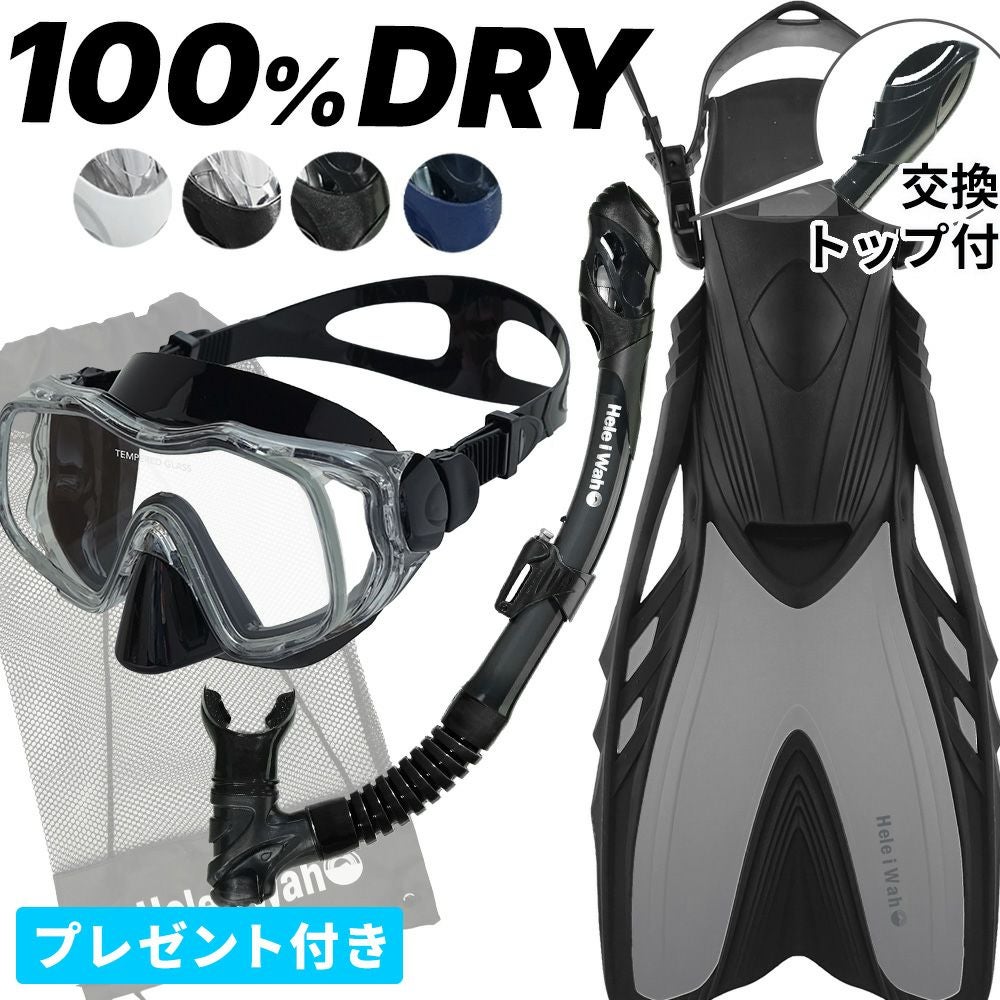 シュノーケリング セット 3点セット マスク ドライ スノーケル フィン