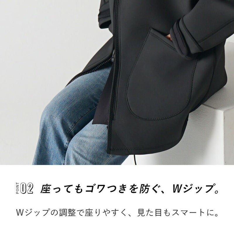 ウェットスーツコートメンズレディース防寒防風防水（撥水）厚手スキン素材ネオプレーンフード付きアウタージャケットマリンアウトドアダイビングサーフィン釣りバイクSUPボートコートマリンコートTheStandardスタンダード