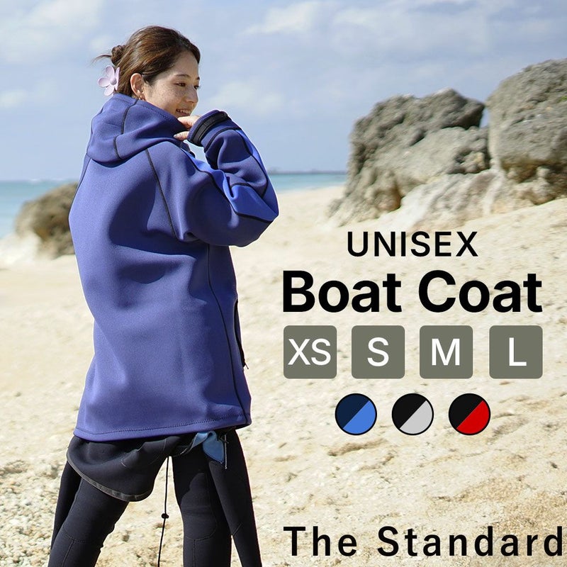 ウェットスーツコートメンズレディース防寒防風防水（撥水）保温厚手ジャージ素材ネオプレーンフード付きアウタージャケットマリンアウトドアダイビングサーフィン釣りバイクSUPボートコートマリンコートTheStandardスタンダード