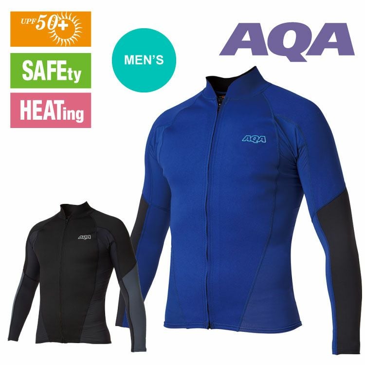 ラッシュガード AQA ウェットトップZIP ロングメンズ2 KW-4614 長袖