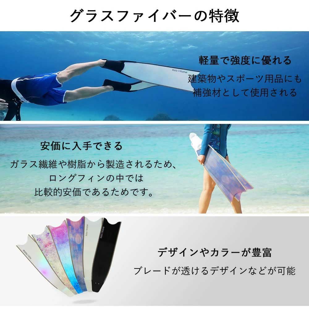 グラスファイバーフットポケットセット ロングフィン HeleiWaho