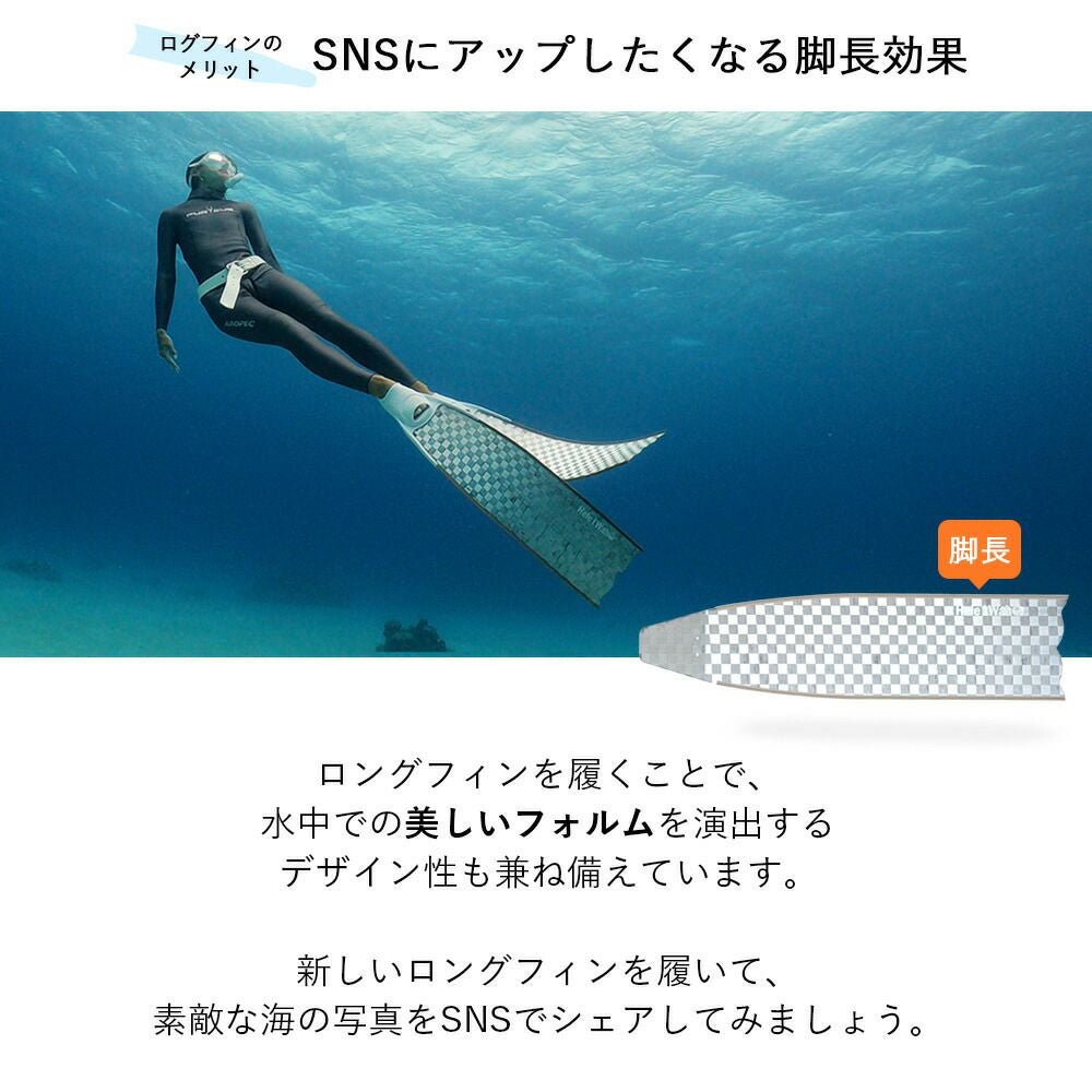 ピュアカーボン600Tフットポケットセット ロングフィン HeleiWaho