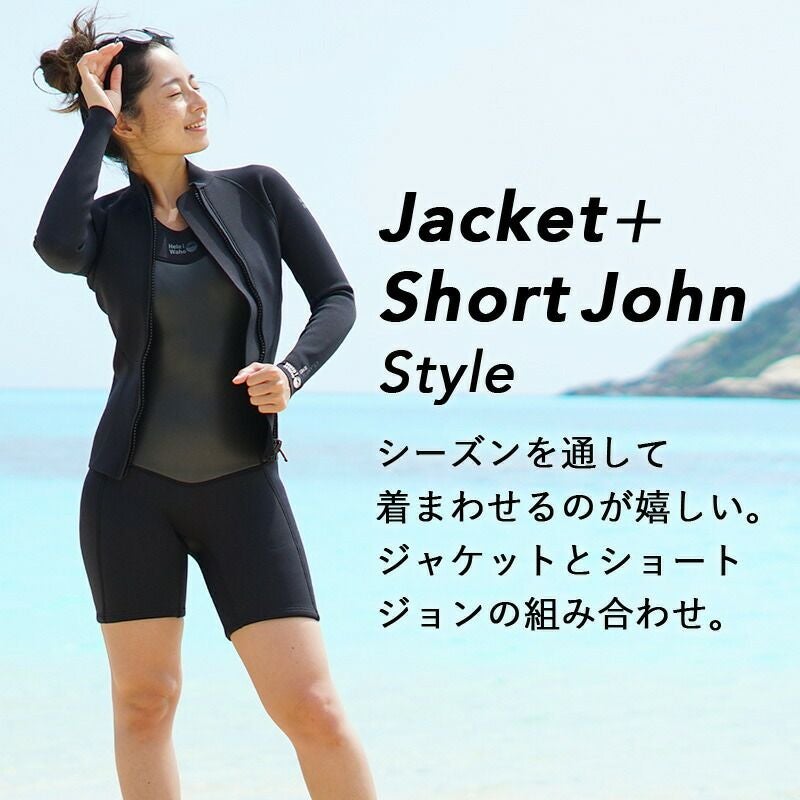 ウェットスーツレディースショートジョンタッパジャケットセット2ピースHeleiWahoヘレイワホCLASSIC2.5mm×1.5mmサーフィンダイビングSUP