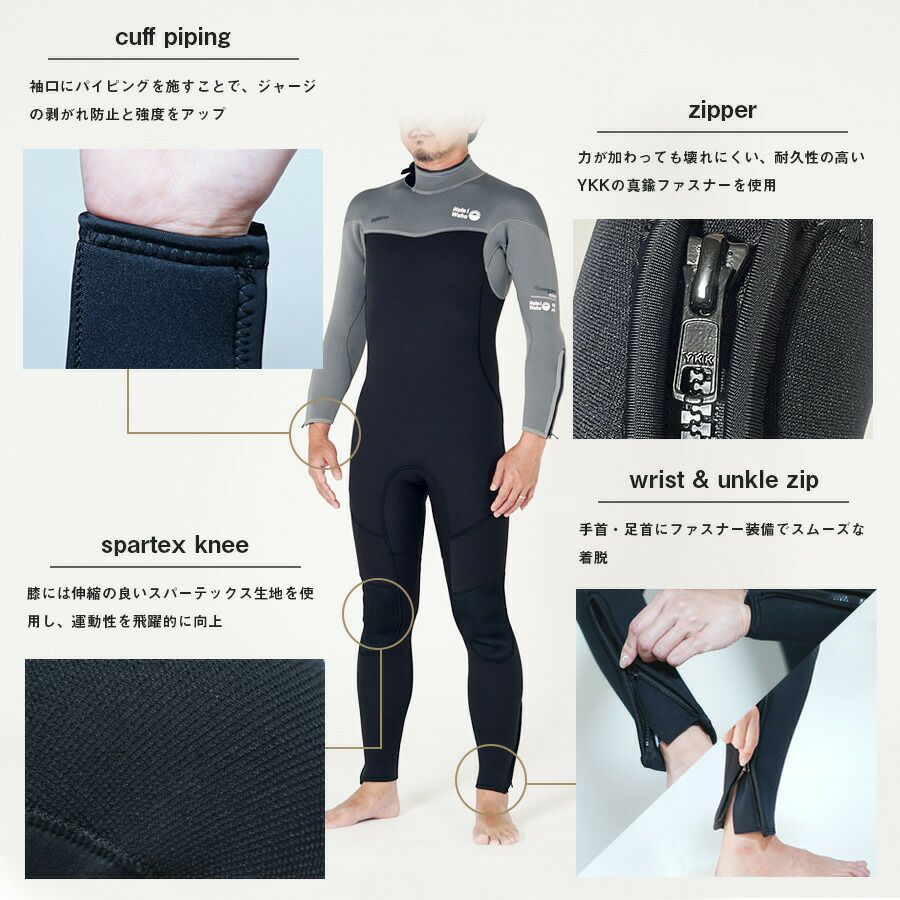 新品タグ付きhele i waho 3mm full basic ウェットスーツ Hele i Waho（ヘレイワホ） ウエットスーツ フルスーツ 3mm メンズ