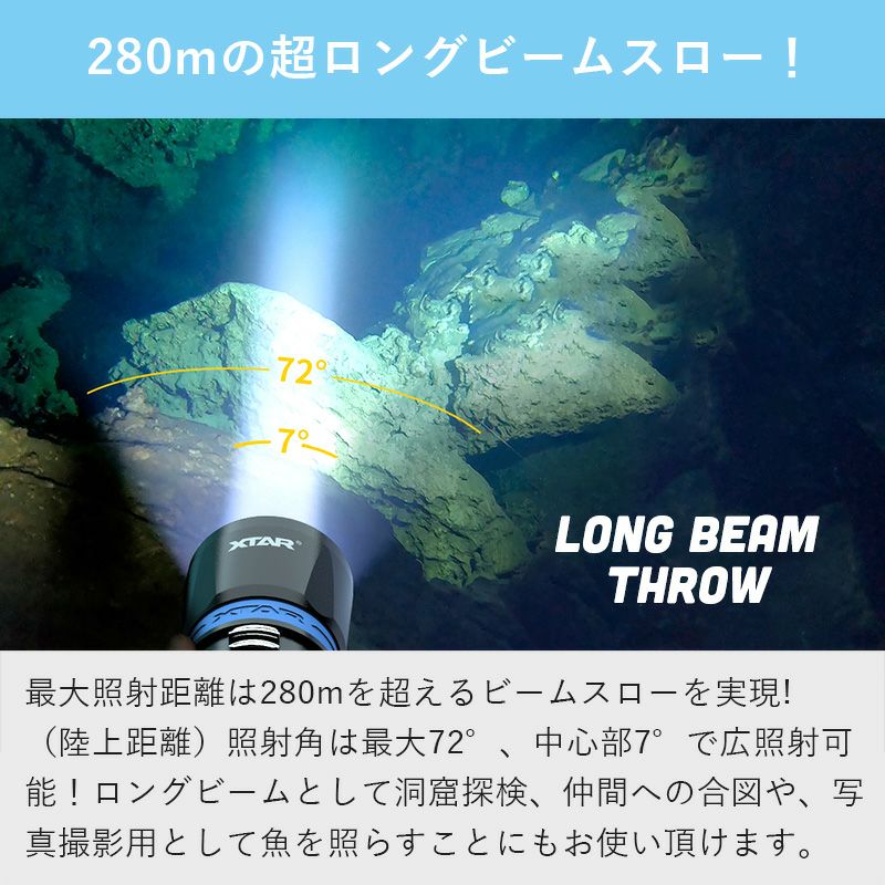 ダイビングライト 大光量 1000 ルーメン 無段階調光 XTAR エクスター