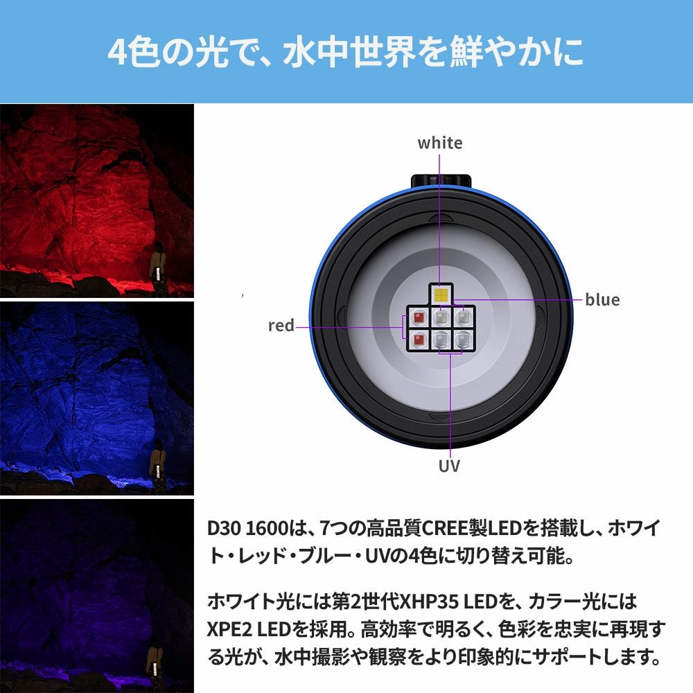 水中ライト 水中撮影 ダイビング LED ダイビングライト 防水