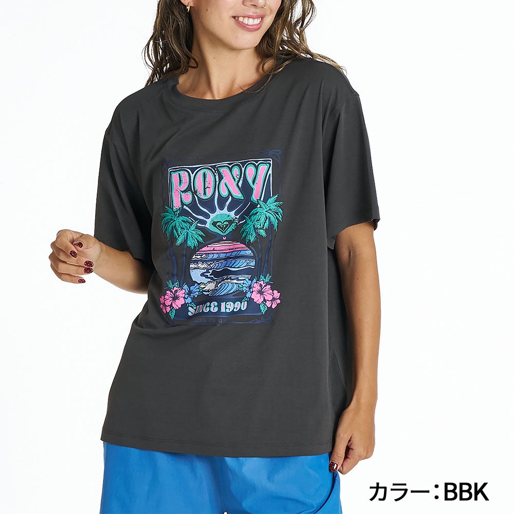 ロキシー ROXY ラッシュガード 半袖 オーバーサイズ UVカット 速乾
