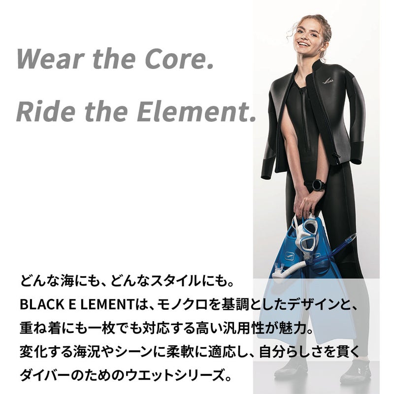 B.E.3mmSKINロングジョンウィメンズブラックGW-6693A