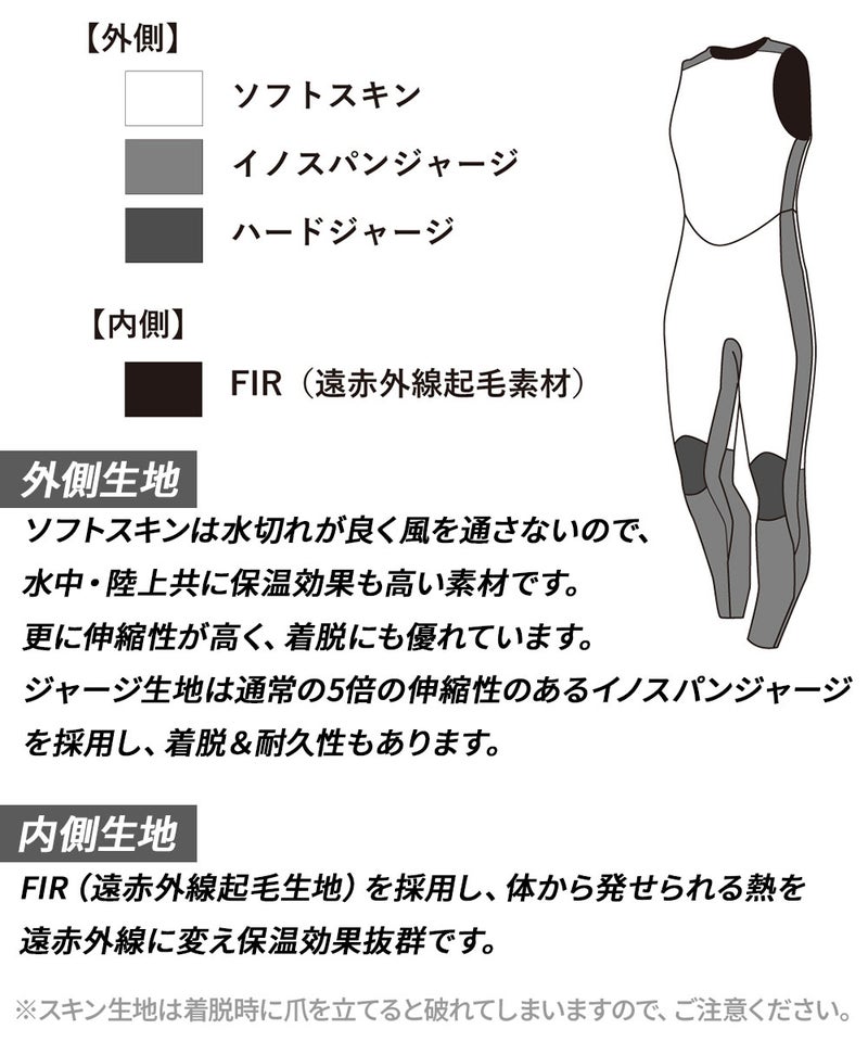 B.E.3mmSKINロングジョンウィメンズブラックGW-6693A