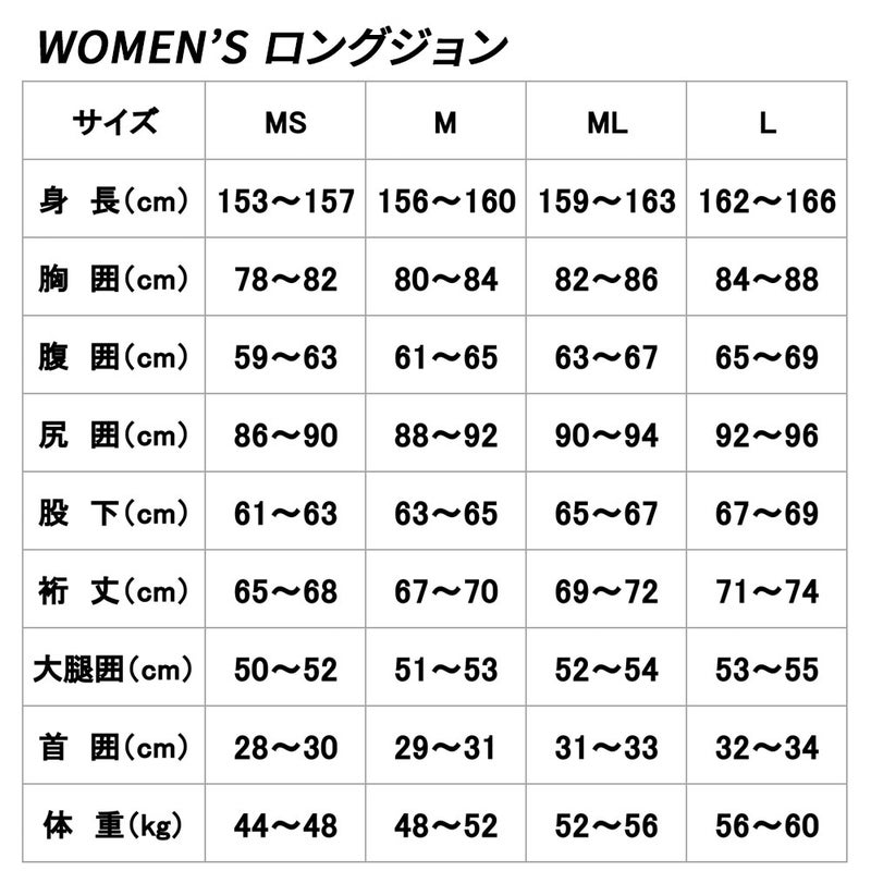 B.E.3mmSKINロングジョンウィメンズブラックGW-6693A