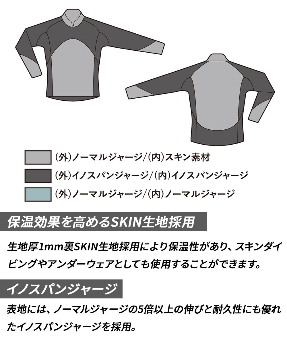 ダイビング B. E. 1mmSKIN ロングスリーブ GULL 長袖 襟付き インナー
